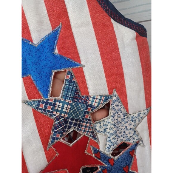 Vtg Handmade Americana Vest Open Front Uncle Sam USA Flag Insulated M/L Cut Up - Picture 4 of 10